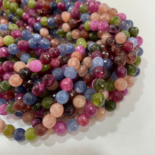 Small Bevel 96-Faced Earth Tourmaline Stone Optimized White Marble Round Bead Semi-Finished DIY Accessory Clothing Accessories Wholesale