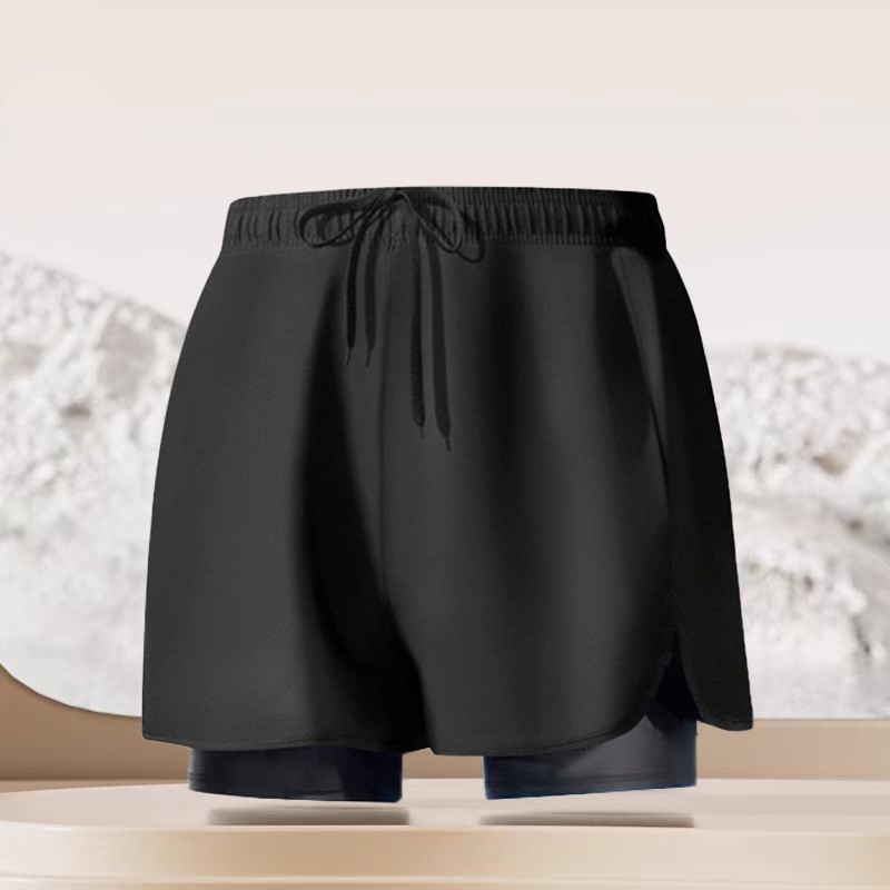 Bañadores hombres nuevos de doble capa más el tamaño suelto impreso adulto natación troncos profesionales de secado rápido caliente primavera natación pantalones de playa