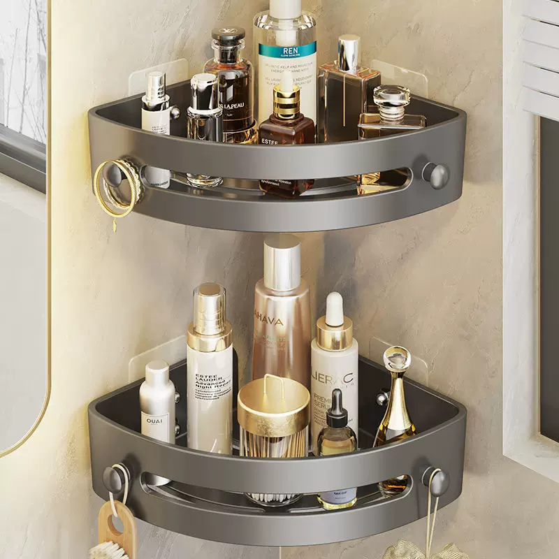 免打孔浴室置物架厕所洗漱台卫生间壁挂三角收纳架子洗手间置物架