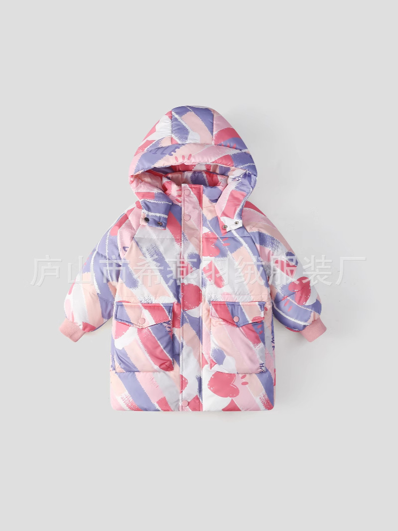 Ropa de invierno de longitud media estampada para niños, ropa de abrigo para niñas y niños