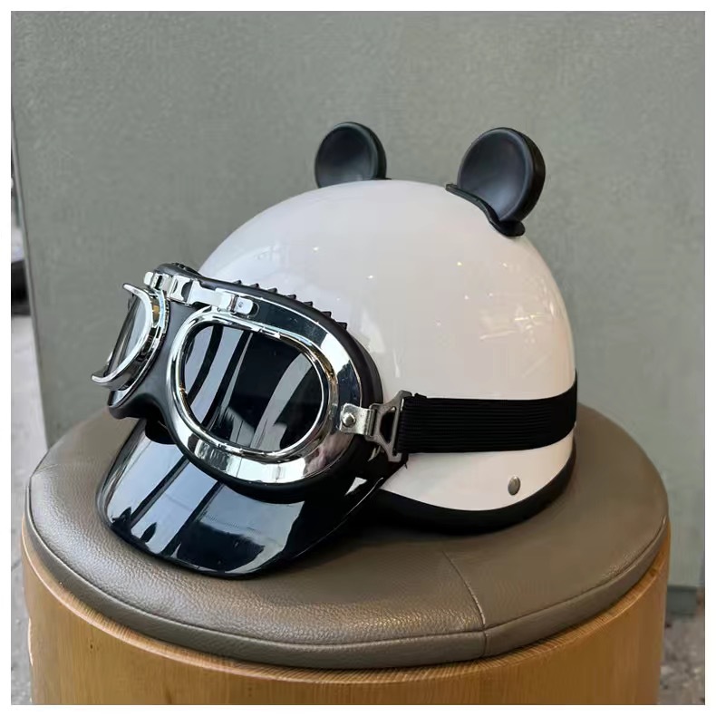 Suitable for Retro Helmets, 3C Certified, Personalized Men's and Women's Electric Vehicle Half Helmets, Universal for All Seasons, Summer Sun Protection and Safety