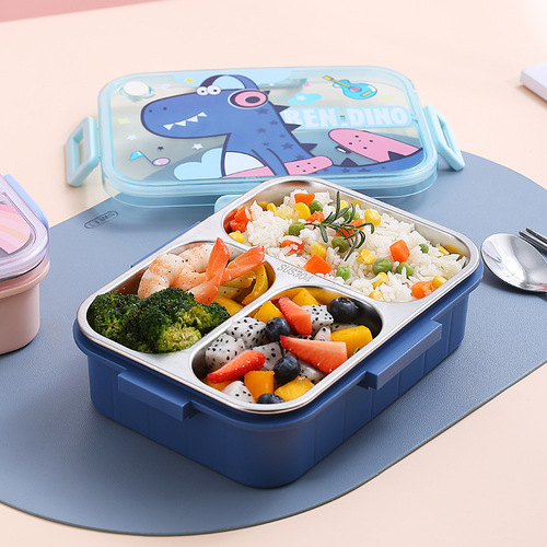 Cross-border 304 stainless steel lunch box, bento box, microwave separator, office worker insulation, primary school student compartmentalized meal box