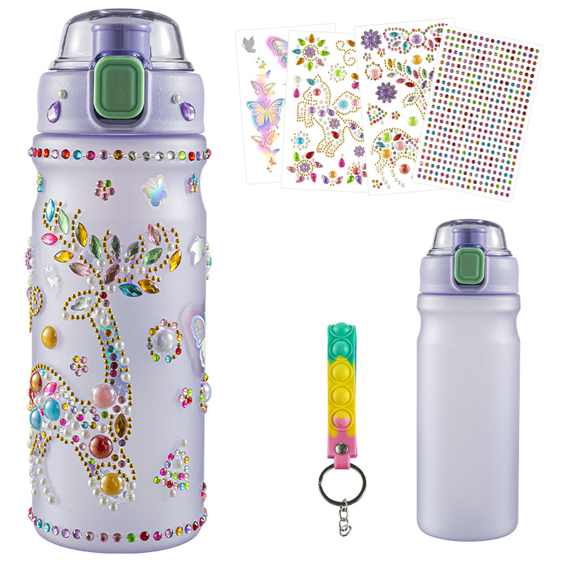 跨境亚马逊儿童手工玩具DIY水晶贴钻石画水瓶贴纸贴钻马克杯水壶