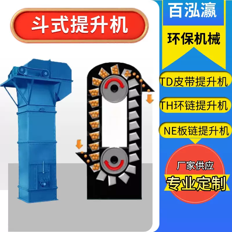斗式提升机垂直输送粮食/矿石/粉末/食品专用不锈钢/碳钢耐磨料斗