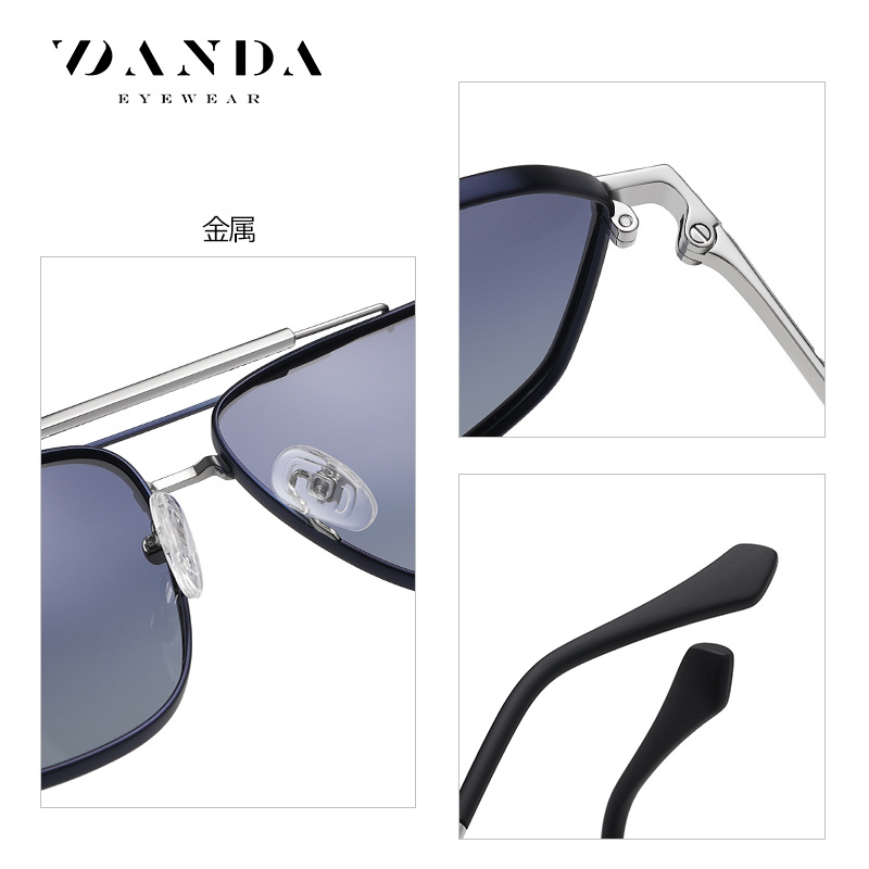 2023 nuevas gafas de sol polarizadas de los hombres de doble haz cuadrado gafas de sol al por mayor JS8538 miopía gafas de sol