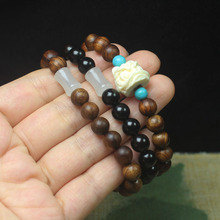 黑花梨黑檀木8mm单圈佛珠手串白竹节手链国风男女文玩念珠批发