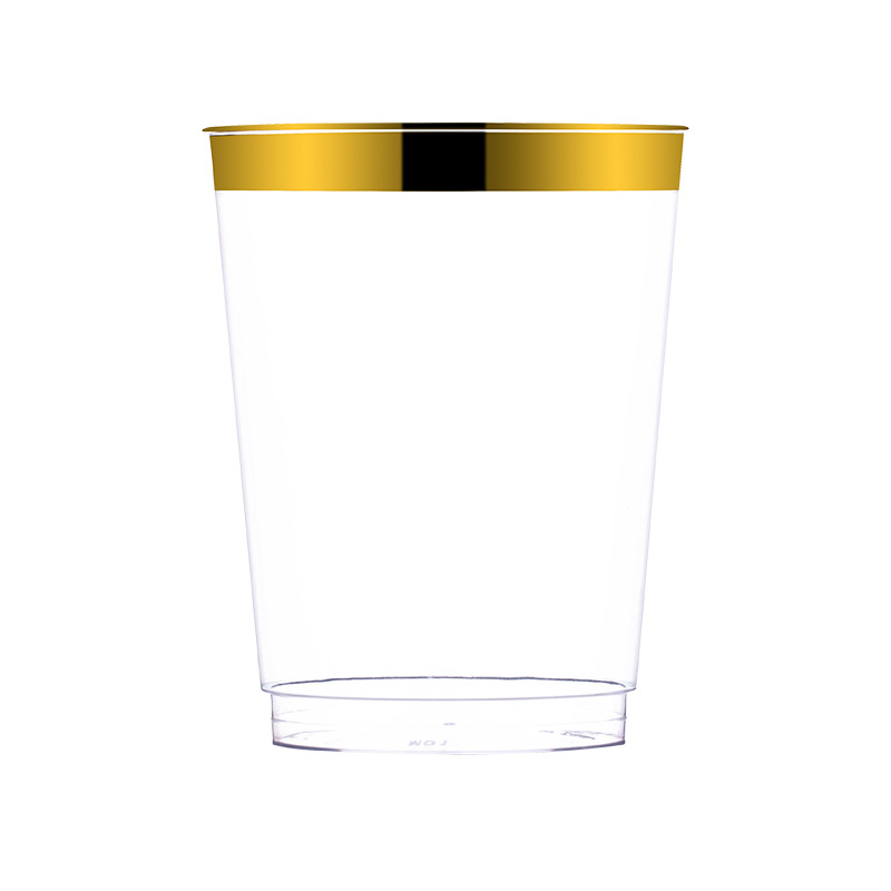 10oz borde dorado Borde de plata Rosa borde dorado Copa de vino desechable Comida occidental taza de helado copa de vino copa de champán