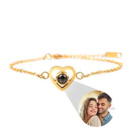 跨境桃心纳米微雕100种语言DIY照片投影石爱心手链欧美图片定 制