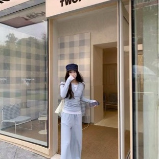 Nanyou mm Casual Sports Suit for Women 2025 Western Style Age-Reducing Holiday Two-Piece Hooded Sweatshirt Wide-Leg Pants Two-Piece Set