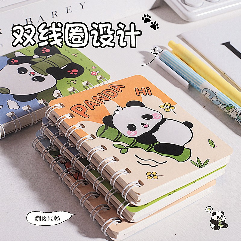 A7 volcado mini cuaderno portátil de dibujos animados lindo panda bobina libro de graduación estudiante recompensa libro de bolsillo portátil