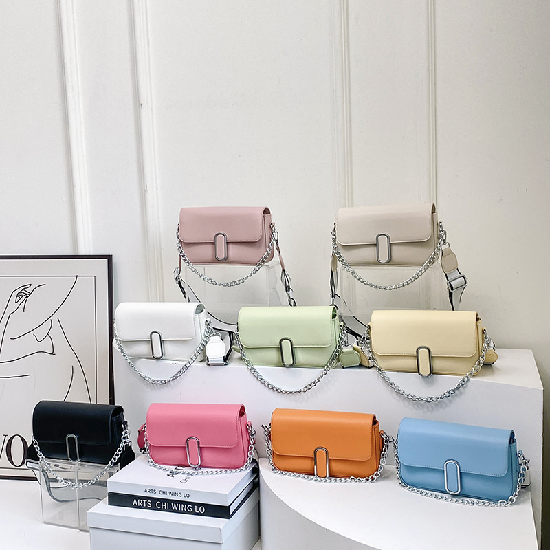 Bolso de hombro transfronterizo, cadena de tendencia de moda femenina, bolso cuadrado pequeño debajo de la axila, bolso de mensajero de cuero suave de textura occidental de todo fósforo casual