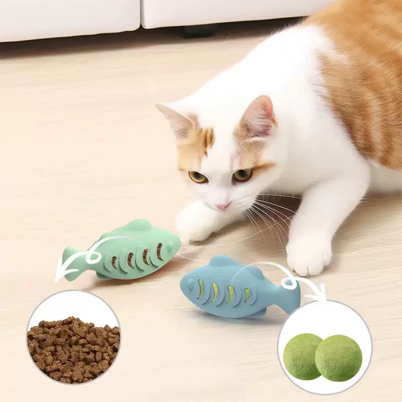 2026新品硅胶鱼玩具猫狗宠物用品零食薄荷玩具橡胶快乐咬猫棒