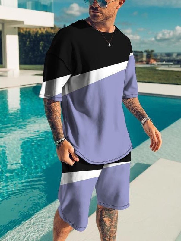 Hombre juego de cartas de verano camiseta de manga corta moda de dos piezas juego de manga corta calle impresión 3D