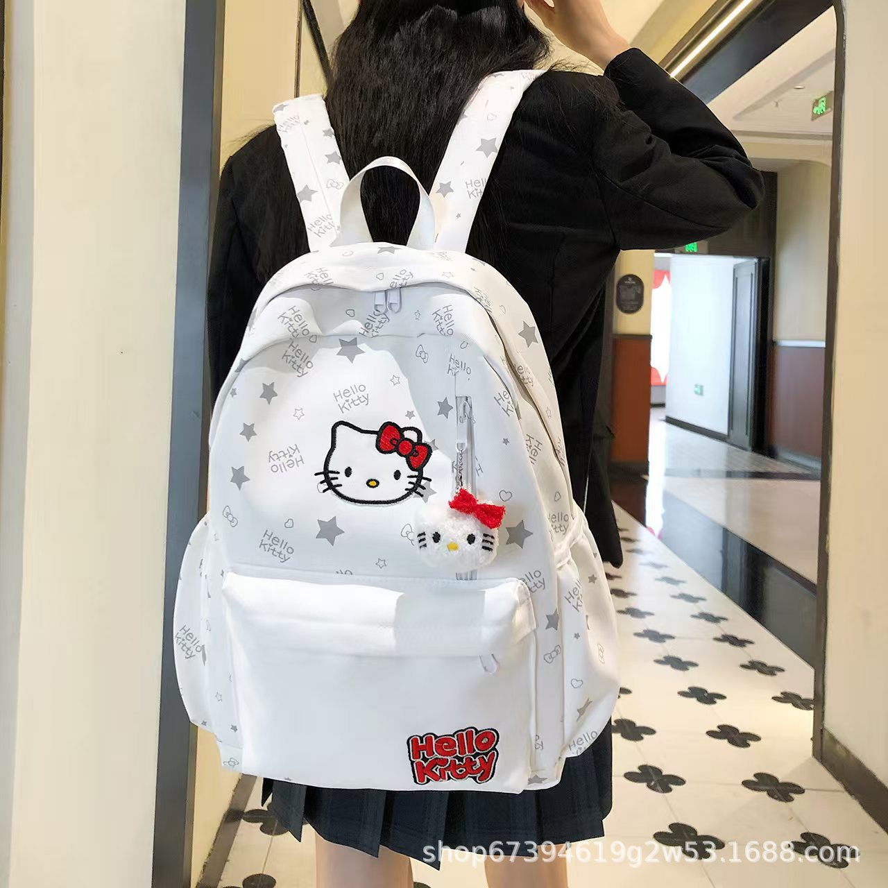 New Cartoon-Style Cute School Backpack for Middle and High School Students, Large Capacity, Fashionable, Stylish, and Versatile