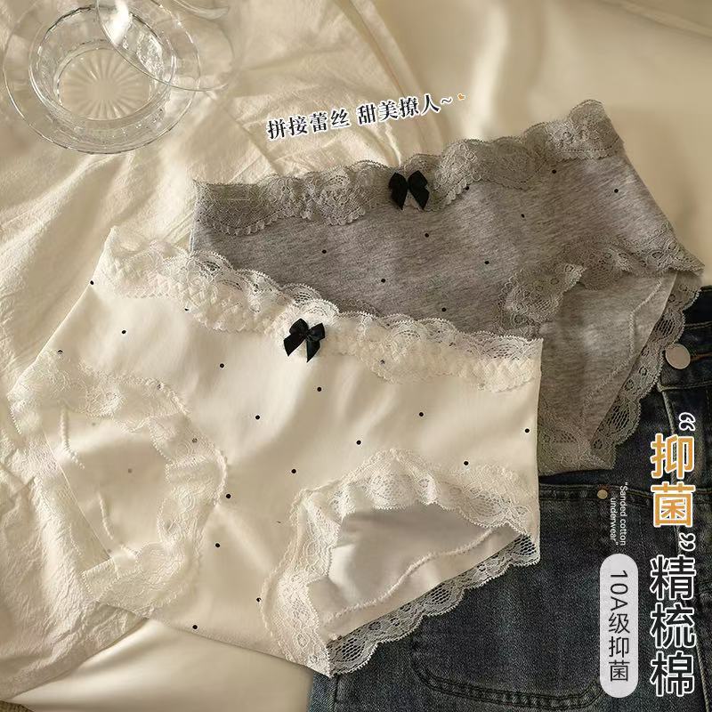 Class A underwear for girls Pure Cotton Lace 10A Cotton Antibacterial Girls Mid-waist Brief Shorts 2025 New Style