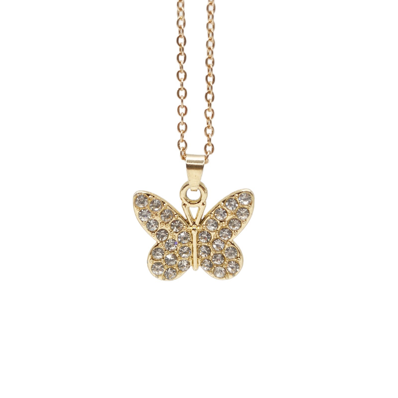 Collier papillon incrusté de diamants, un bijou tendance et très populaire en Europe et en Amérique. Pendentif au design moderne et original, idéal pour une clientèle féminine de niche._voghion.com