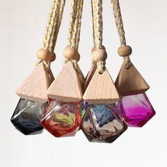 Car perfume pendant colorful diamond car perfume bottle empty bottle car hanging perfume wooden glass bottle aromatherapy