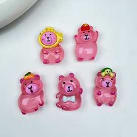 爆款夜光粉色卡皮巴拉树脂配件 diy饰品手机壳洞洞鞋发饰冰箱贴片