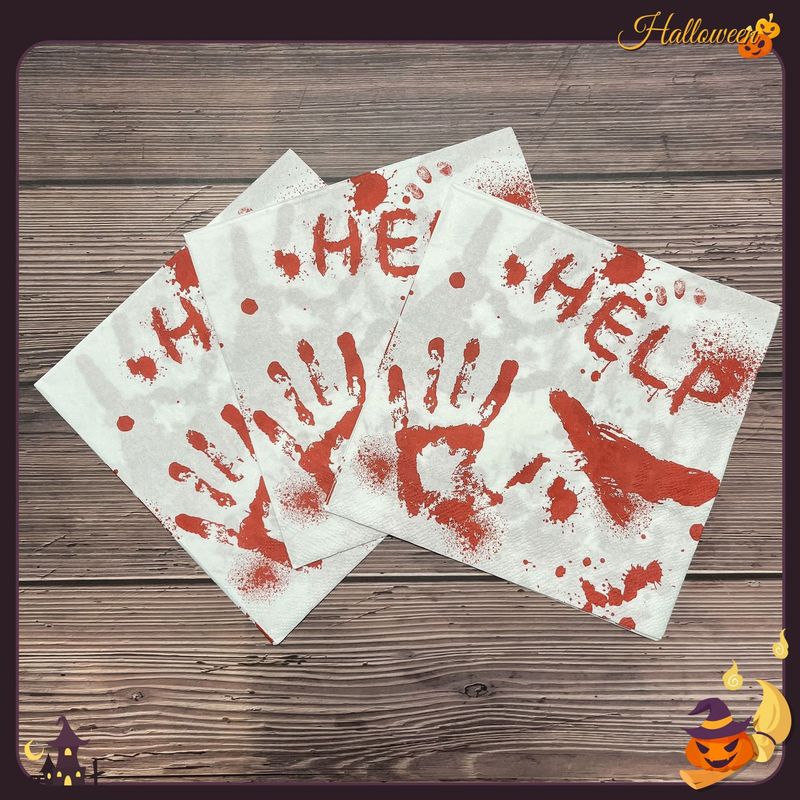 現品ハロウィーンパーティーティッシュ赤手形hallowen使い捨て食マット二重プリントナプキン|undefined
