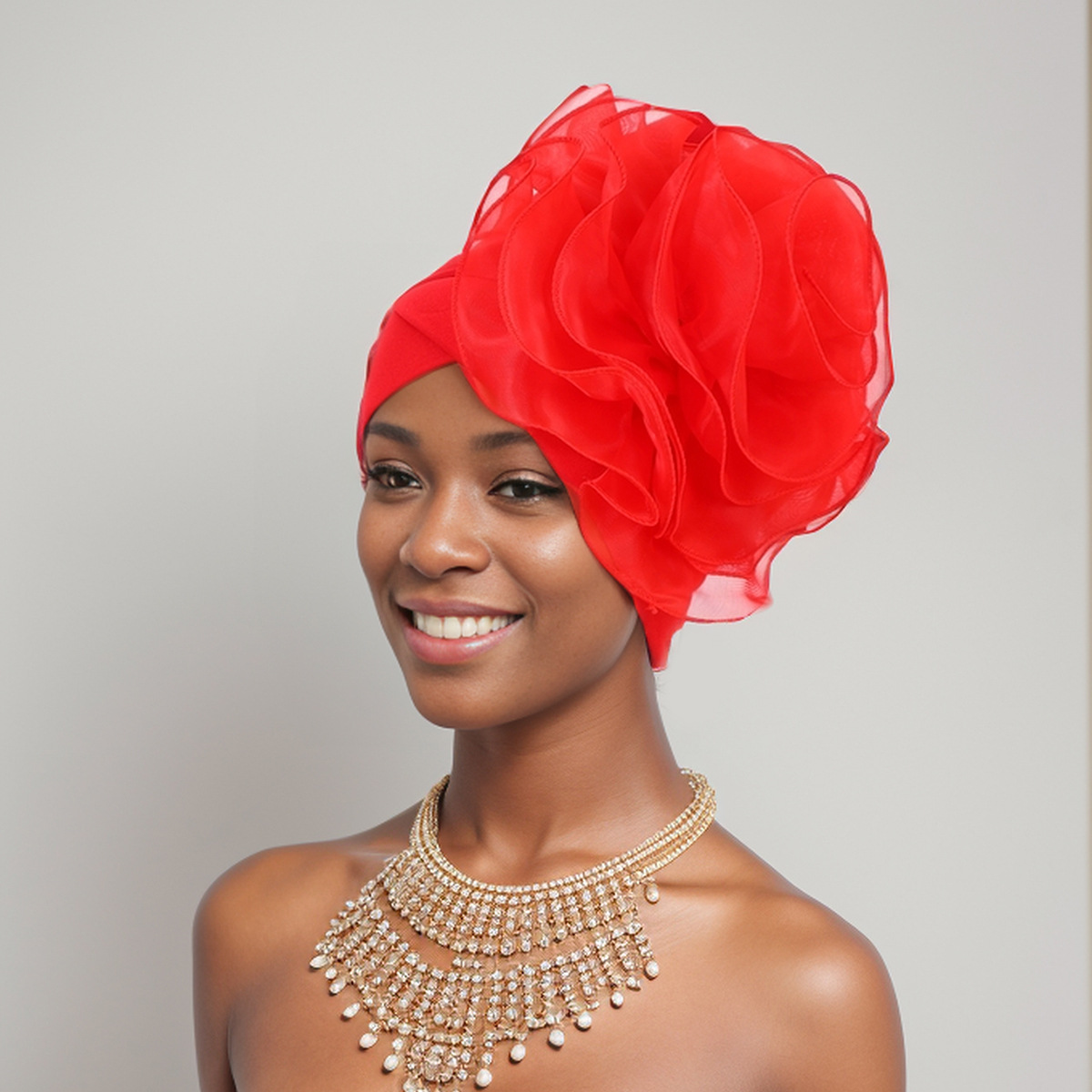 Muslim hat Stylish side large flowers African national characteristics baotou hat headscarf hat_viptrois.com
