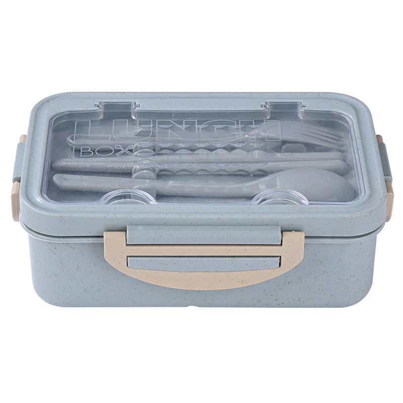 Caja de almuerzo de paja de trigo caja de almuerzo portátil trabajador de oficina estudiante caja de almuerzo horno de microondas calefacción caja de almuerzo de tres rejillas