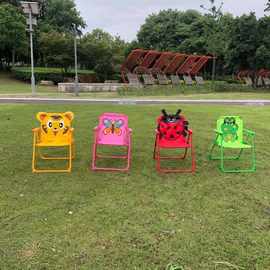 新款户外折叠沙滩椅便携折叠儿童带扶手小椅子靠背椅卡通童趣