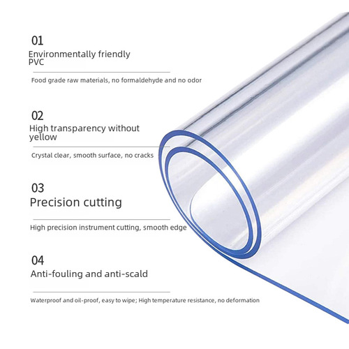 Wholesale transparent PVC tablecloth, waterproof and oil-resistant dining table mat, home-use heat-insulating, wash-free desk mat, soft glass crystal board