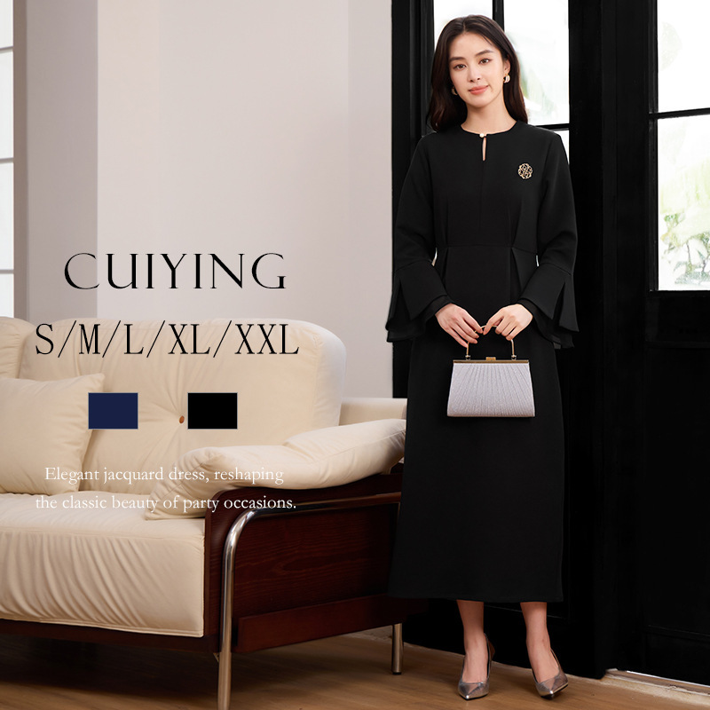 Cuiying Japanese-Style Dress with Double-Layer Flared Sleeves, Pullover High-Waisted Slim-Fit Long Dress 88806 Cuiying Japanese-Style Dress with Double-Layer Flared Sleeves, Pullover High-Waisted Slim-Fit Long Dress 88806