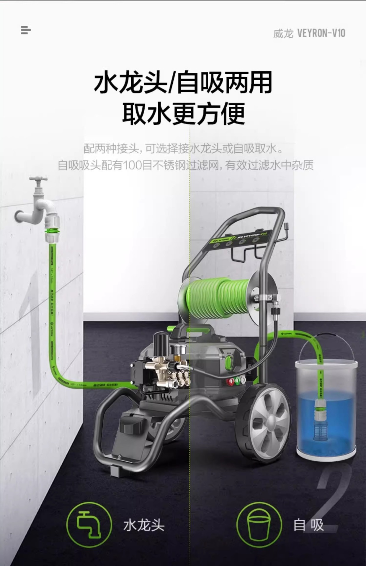 Greenfield Commercial Car Washer Veyron High-Power Ultra-High Pressure Cleaning Machine Water Gun Car Wash Pump Household 220V Magic Tool