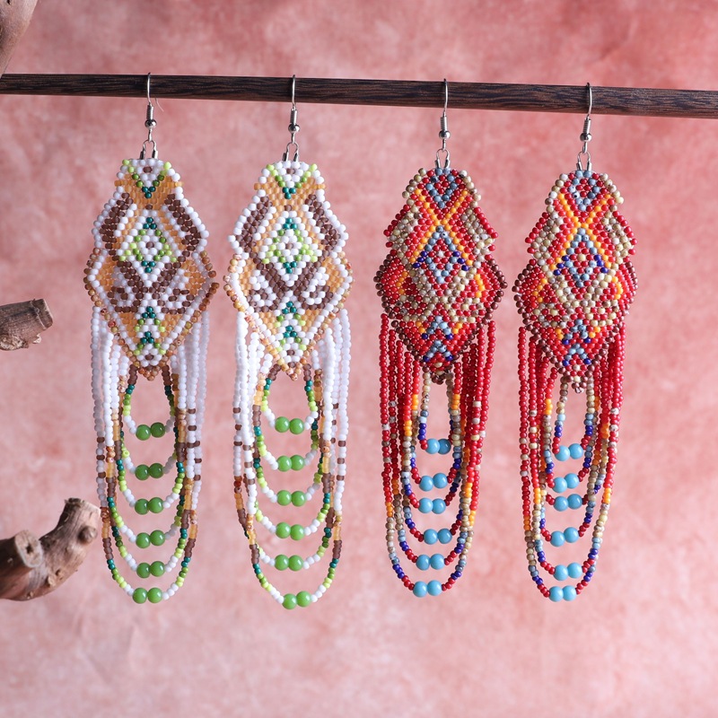 (Cross-border trading), (Wholesale), ethnic woven earrings, accessory handmade, European style, ethnic style, boho style