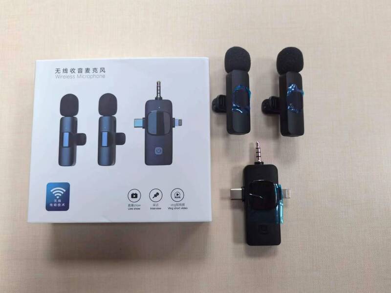 K15 3-in-1 ワイヤレスライブマイク ラベリアマイク 1対2 アウトドアライブ用ラベリアマイク 携帯電話撮影用音声録音マイク|undefined