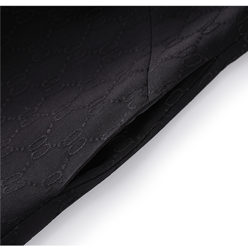 Váy chữ A tay bồng chất liệu jacquard cao cấp tôn dáng — Màu đen chi tiết 19