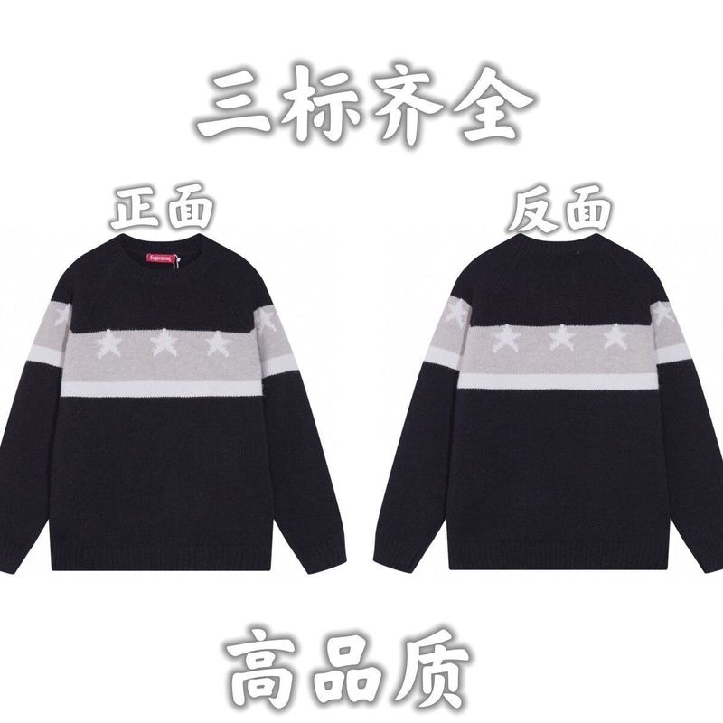 24秋冬新款潮牌字母满身logo圆领针织毛衣男女款宽松休闲上衣|undefined