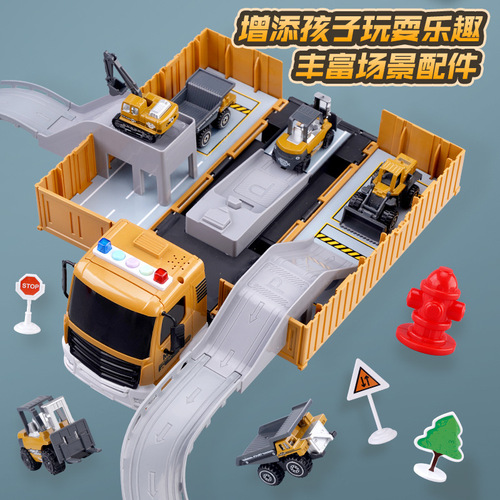 Children's engineering vehicle toy large truck simulation alloy car excavator model parking lot set for boys