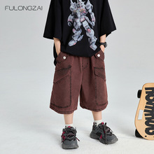 FULONGZAI亲子童装2024夏季男女童新款中大童洋气儿童牛仔短裤子