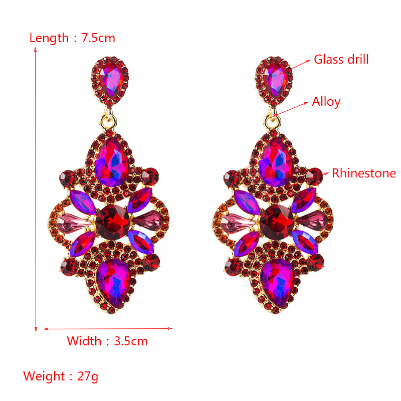Earrings European And American Retro Style Alloy Inlaid Color Rhinestone Glass Diamond High-grade Earrings Fashion And Personalized Earrings display picture 1