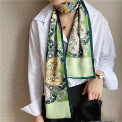 新作スカーフ 高級感 ヴィンテージ風 ロングシルクスカーフ 韓国風 二重二面プリント 春秋 リボン スカーフ 在庫あり