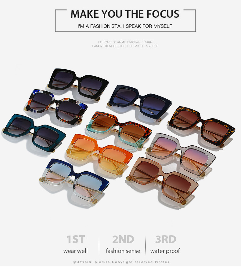 54g Weight Full Frame Glasses Structure Sunglasses Classification PC, UV400 Protection Lens Material Square Glasses Style Outdoor, Travel Occasion Color Block Pattern All Seasons Season Unisex Gender Elegant, Streetwear Style Elegant Streetwear Color Block PC UV400 Protection Square Full Frame Women's Sunglasses 1