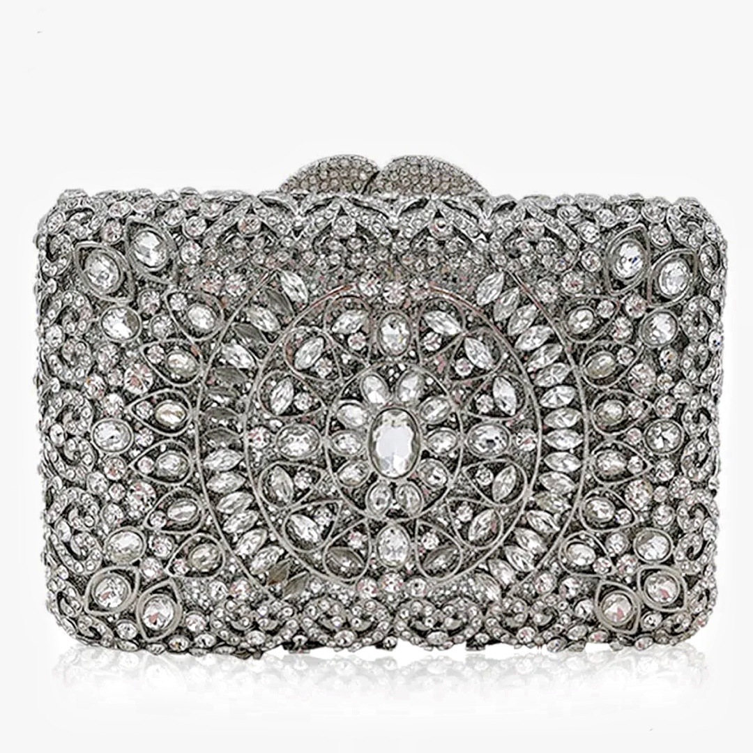 Amazon nuevo paquete de cena de diamantes hueco caja de metal cuadrada llena de diamantes bolsas de diamantes de plata