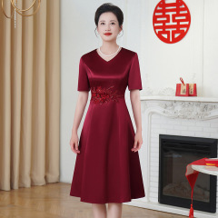 喜婆婆婚宴装春夏新款春装喜妈妈礼服高贵年轻结婚喜服高端连衣裙