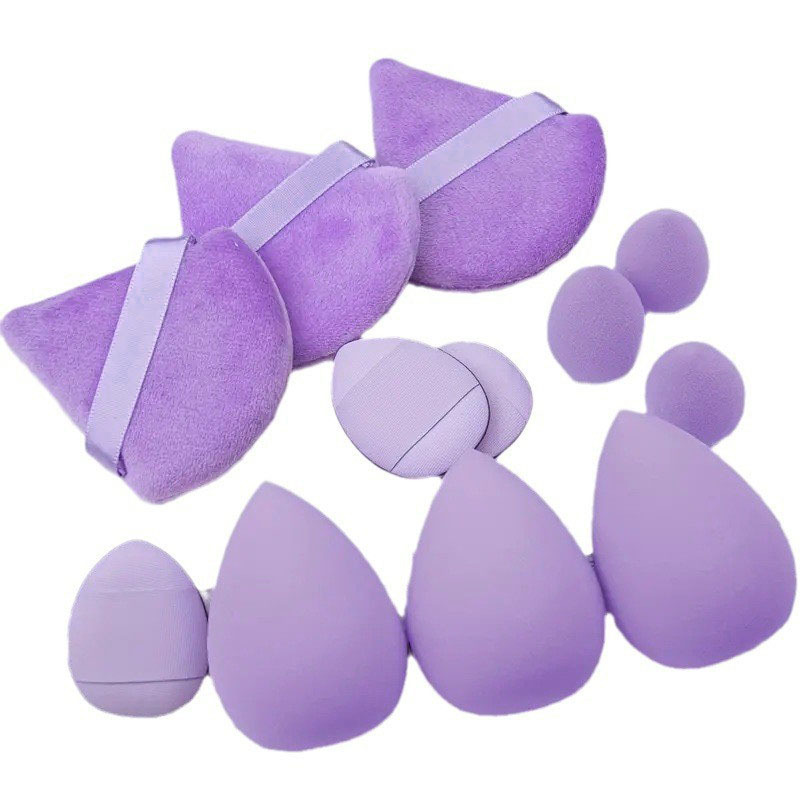 Juego de 12 piezas de huevo de belleza de color sólido popular transfronterizo, mini borla de polvo para pulgar, polvo suelto flocado, cojín de aire, huevo de maquillaje image 7