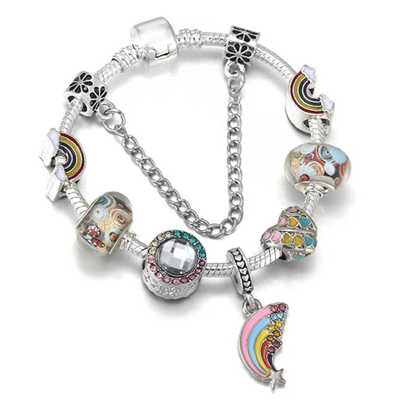 Летняя радужная серебряная bracelet, аксессуар