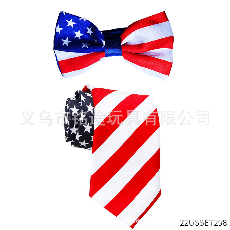 Día de la Independencia de EE. UU. Viste a la bandera, ropa a rayas, accesorios fotográficos, moda, estilo británico, corbata, decoración de collar