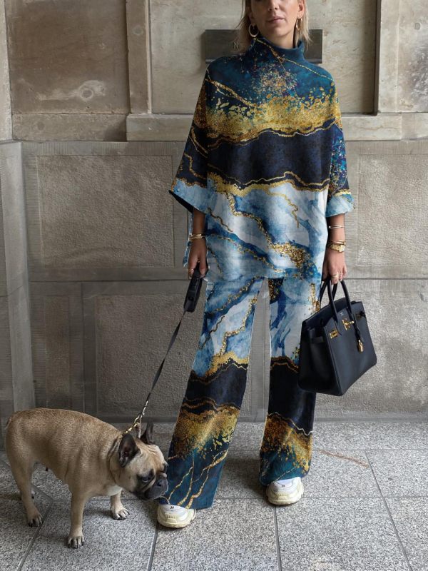 Polyester Fabric Type Pant Co-ord Set Sets Type Holiday Daily Multicolor Women'S Casual Fashion Printing Polyester Printing Pant Co-ord Set Pants Sets