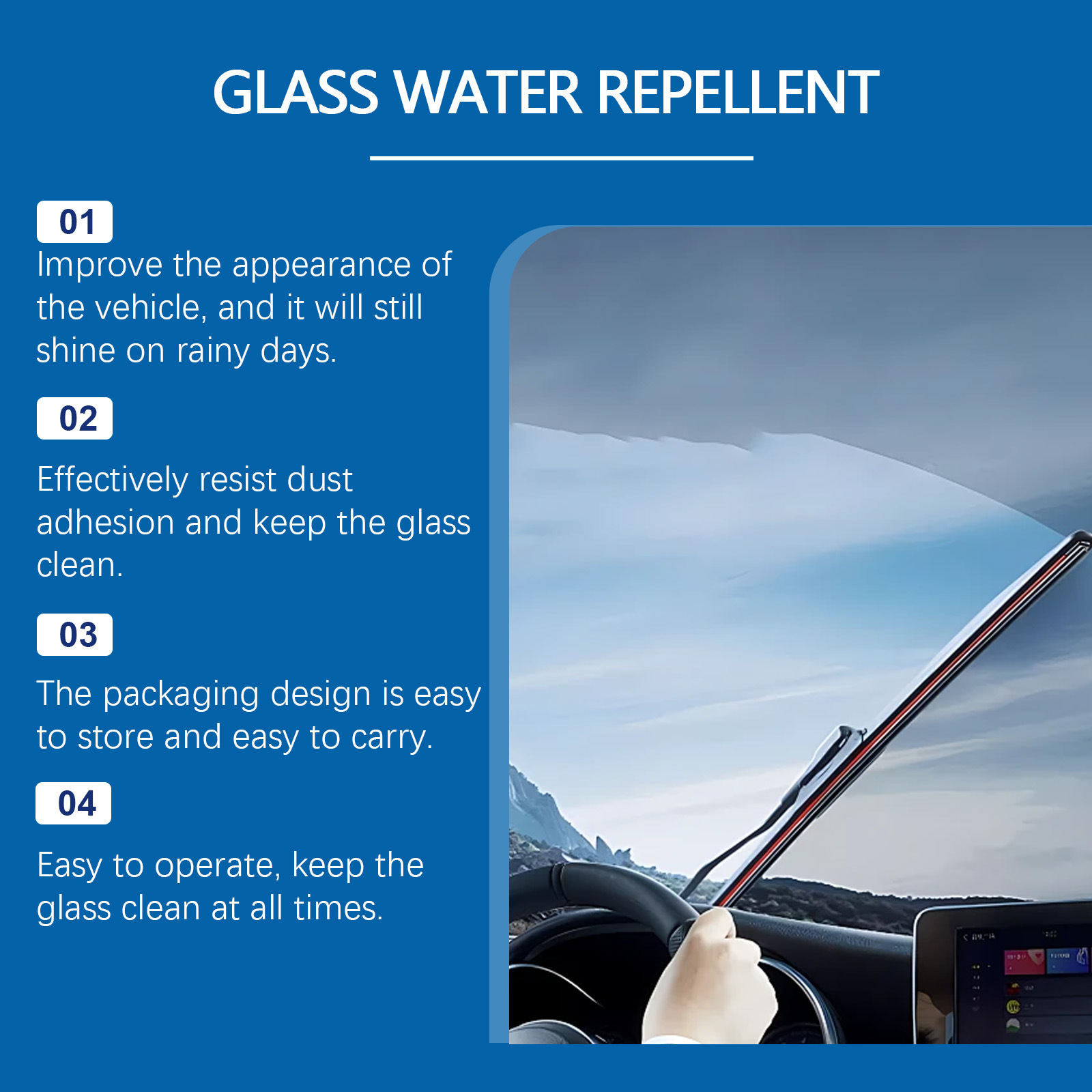 Rayhong Car Glass Oil Film Cleaner, Car Window Windshield Cleaning, Rain-Proof and Anti-Fog Car Glass Cleaner