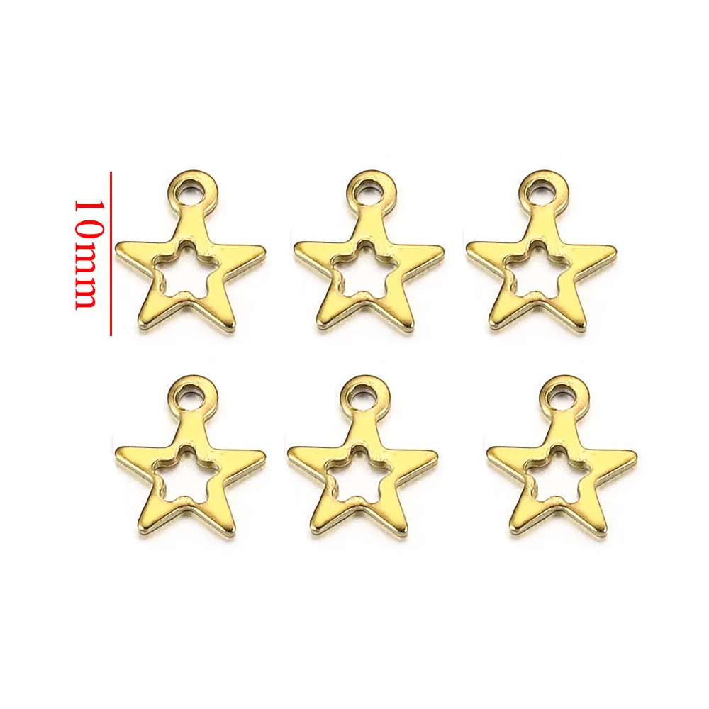 Acero inoxidable estrella de cinco puntas luna cielo etiqueta pequeña estrella colgante DIY collar hecho a mano accesorios de joyería pieza