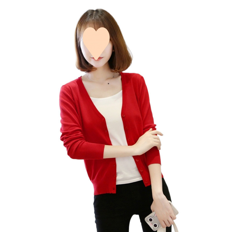 针织开衫女毛衣领外搭 薄款披肩长袖大码春秋季空调衫短款小外套|undefined