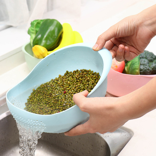 Kitchen rice washing machine, rice washing sieve, drain basket, household multi-functional thickened rice washing basin, plastic filter, vegetable washing, fruit and vegetable basket