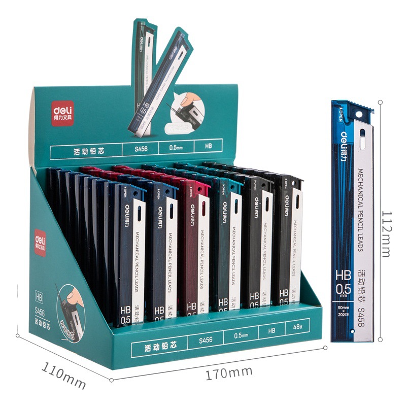 Deli Mechanical Pencil Lead Simple and Stylish Student Automatic Pencil Hb Extended 0.5 Refill Stationery Supplies Wholesale