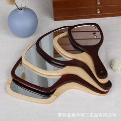 メーカー卸売り木製化粧鏡木製ハンドル鏡携帯創意化粧鏡手持ち鏡特恵